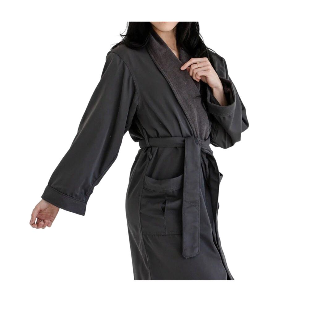 Chadsworth & Haig Micro Plush Collection Robe gray resort terry lined unisex Lg.